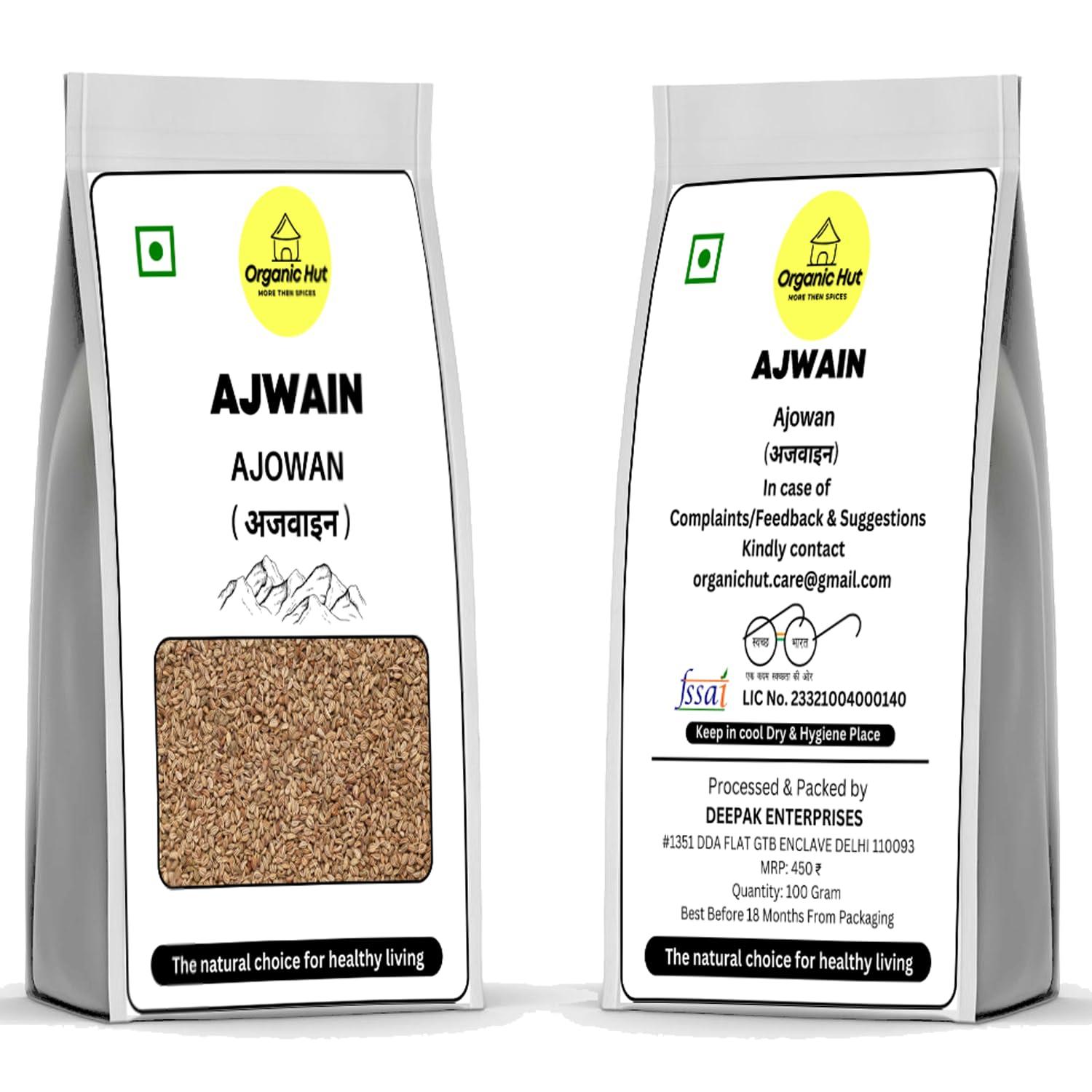 ORGANIC HUT Organic Hut Special Ajwain | Ajowan | Whole Spices | Fresh & Pure Black Papper | (Whole Spices Ajwain Pack of 100 gm)