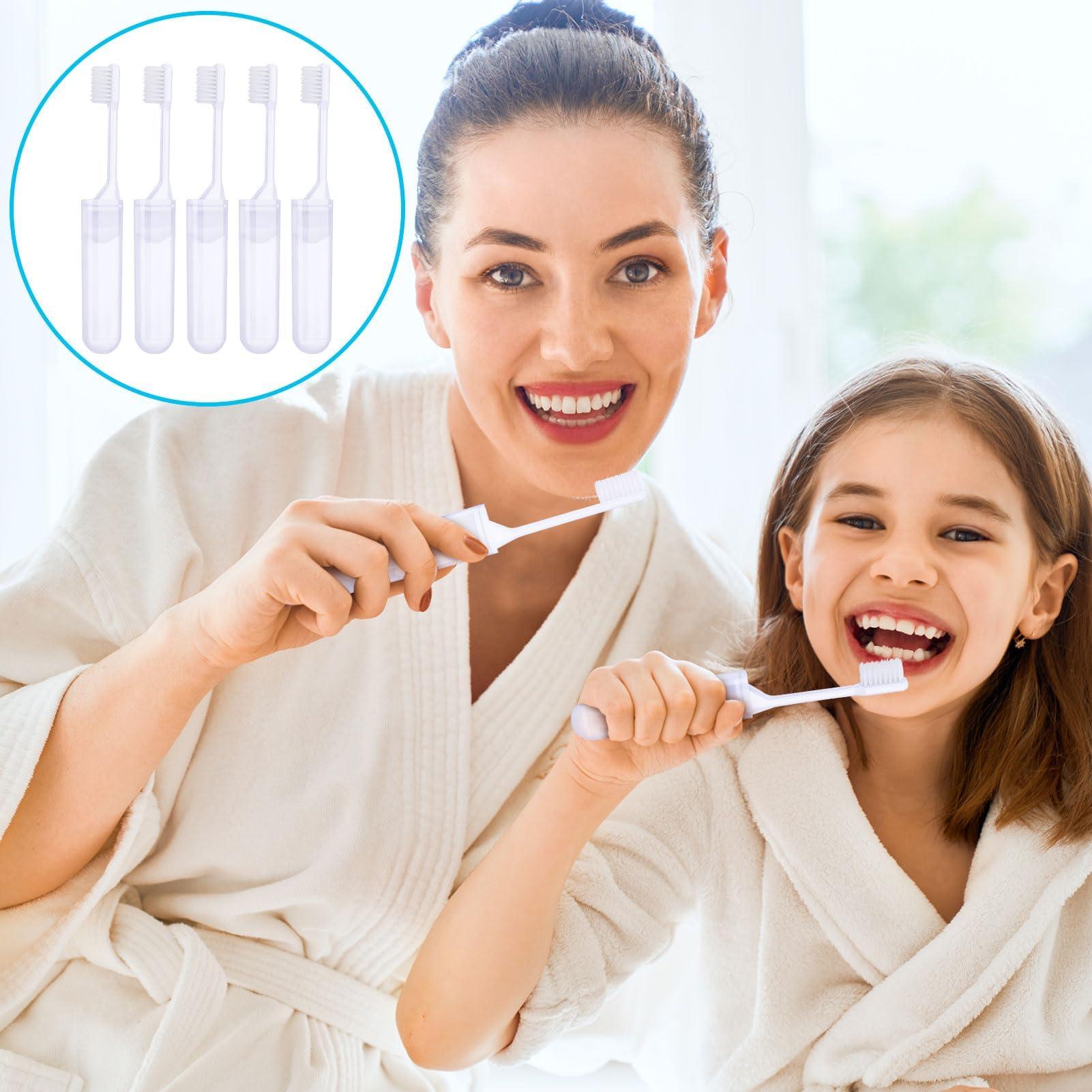 Azonee Azonee Mini Travel Toothbrush and Toothpaste Set of 8, Portable Foldable Toothbrush, Soft Camping Toothbrush Mini Toothbrush with Toothpaste for Travel Business Trip Camping Outdoor Activities