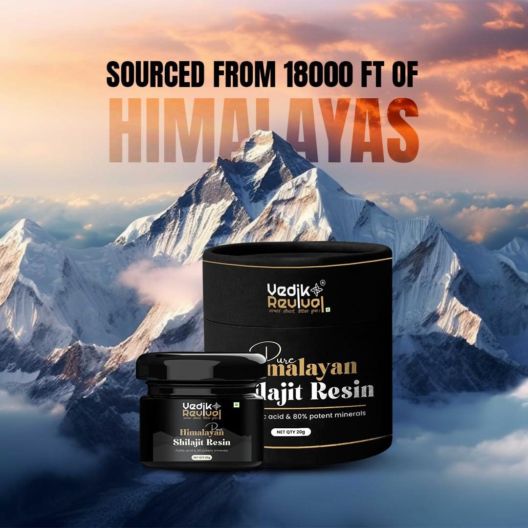 VEDIK REVIVAL Vedik Revival Pure Himalayan Shilajit Resin - Natural Rems for Endurance & Stamina - Organic Benefits with pure shilajit 20 gm
