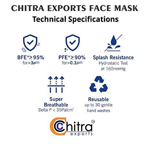 CHITRA EXPORTS CHITRA exports N 95 GREY EAR loop mask reusable, washable, breathable 5 layer mask with EAR loop (Blue, Free Size, Pack of 5)