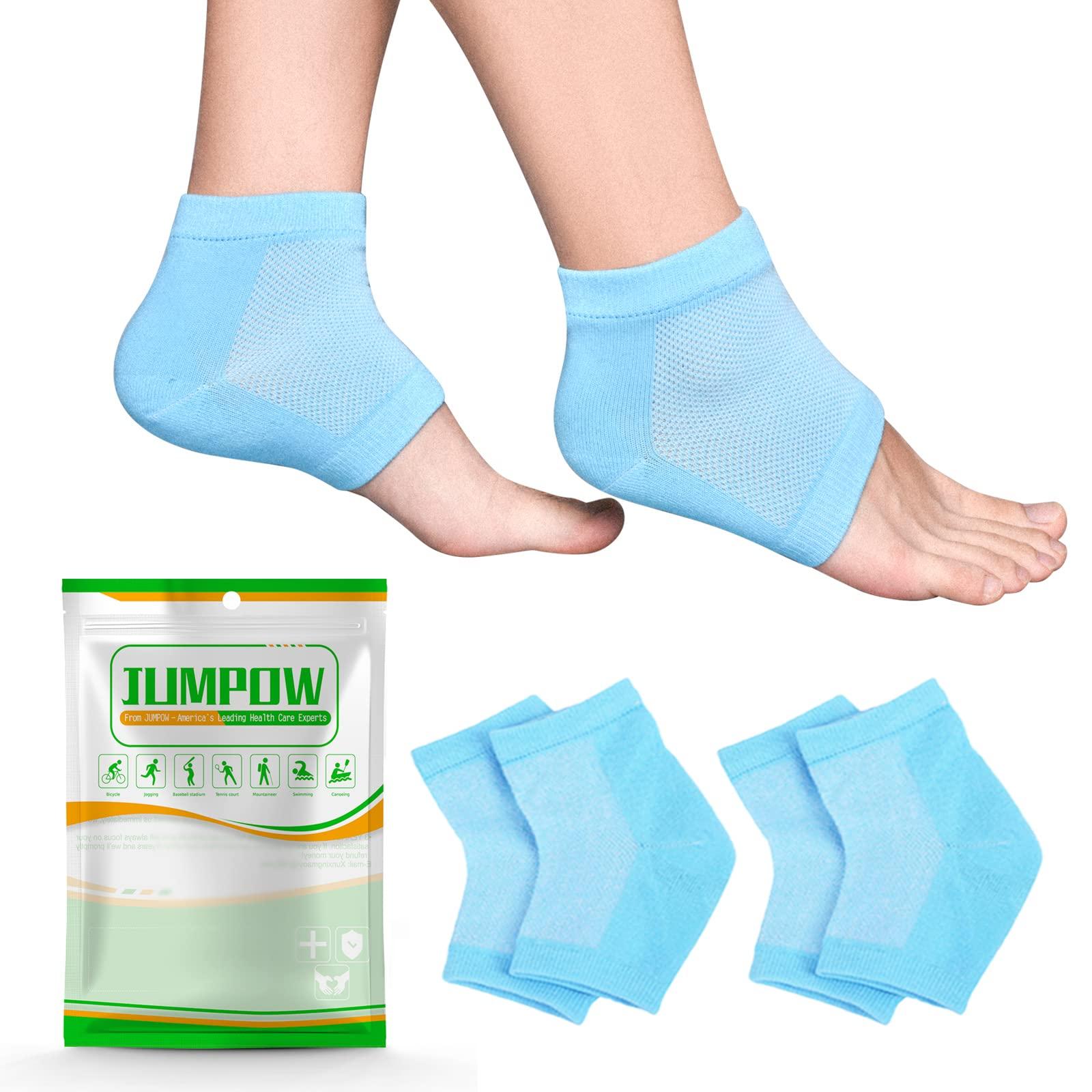 JUMPOW Moisturizing Socks, Moisturizing/Gel Heel Socks for Dry Cracked Heels, Open Toe Socks, Ventilate Gel Spa Socks to Heal and Treat Dry, Gel Lining Infused with Vitamins