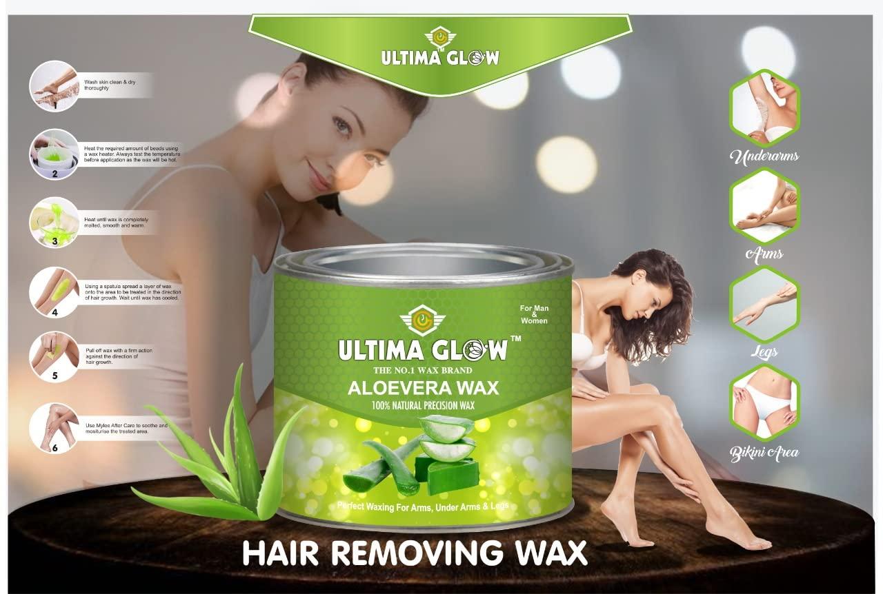 ULTIMA GLOW ULTIMA GLOW aloe Vera strip and stick wax 600 gram wax for all skin wax full body wax Tan Removal, unisex adult