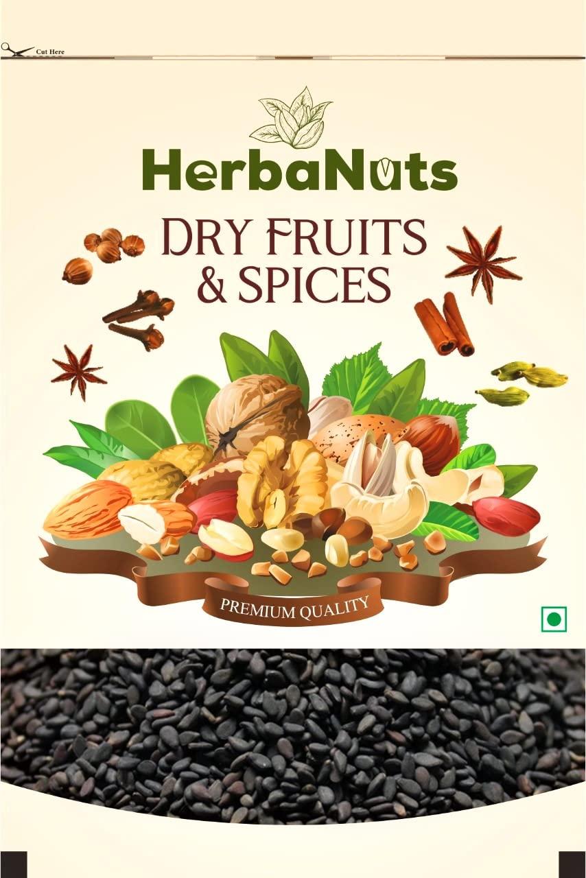 Herbanuts Herbanuts Black Sesame Seeds 2kg, Black Gingelly Seeds, Black Sesame Seeds for Eating, Kali tilli,Kaale Till