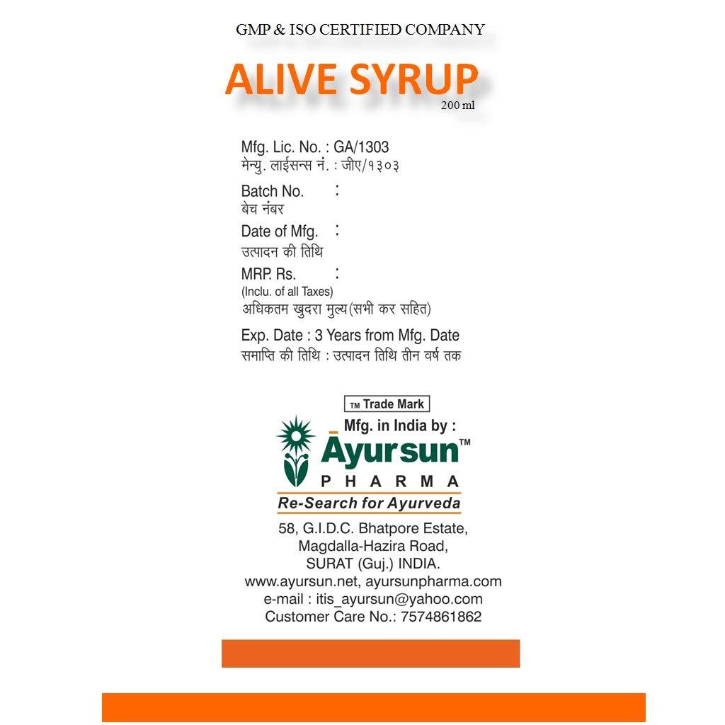 Generic AYURSUN ALIVE SYRUP PACK OF 3-200 ML