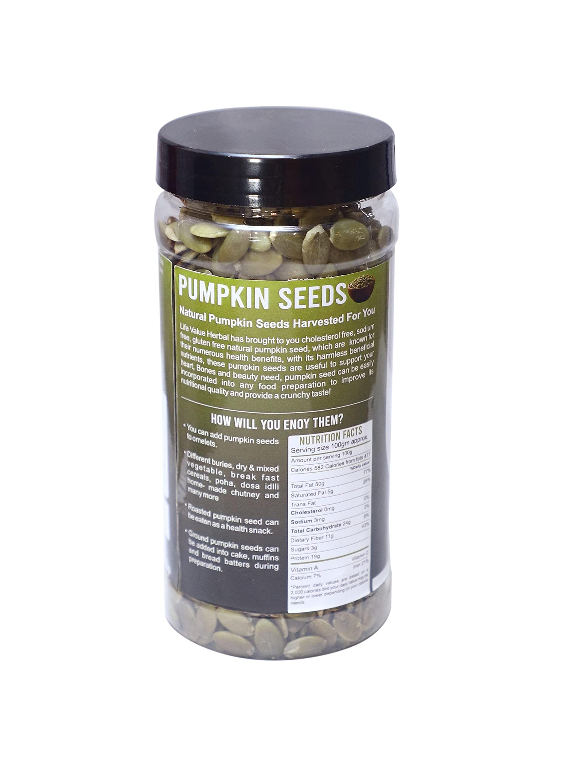 Life Value Herbal LVH Pumpkin Seeds Raw Pumpkin Seeds for Eating | Immunity Booster and Protein Rich Seeds | Healthy Diet Snacks (500Gm)