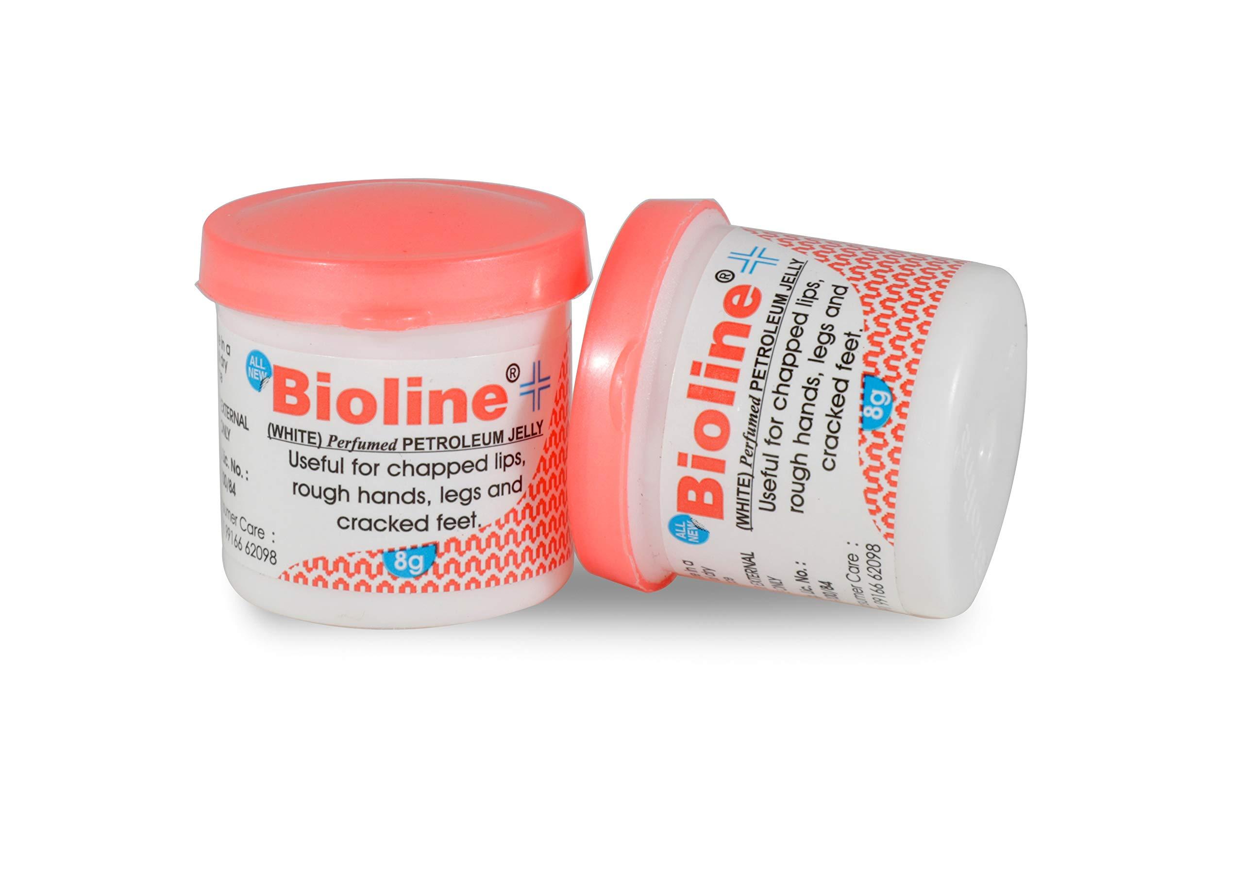 BIOLINE Bioline White Perfumed Petroleum Jelly, Moisturizing & Soothing Cream For Chapped Lips, Rough Hands, Legs & Cracked Feet - 8 g Each - (Pack of 50 Pcs)