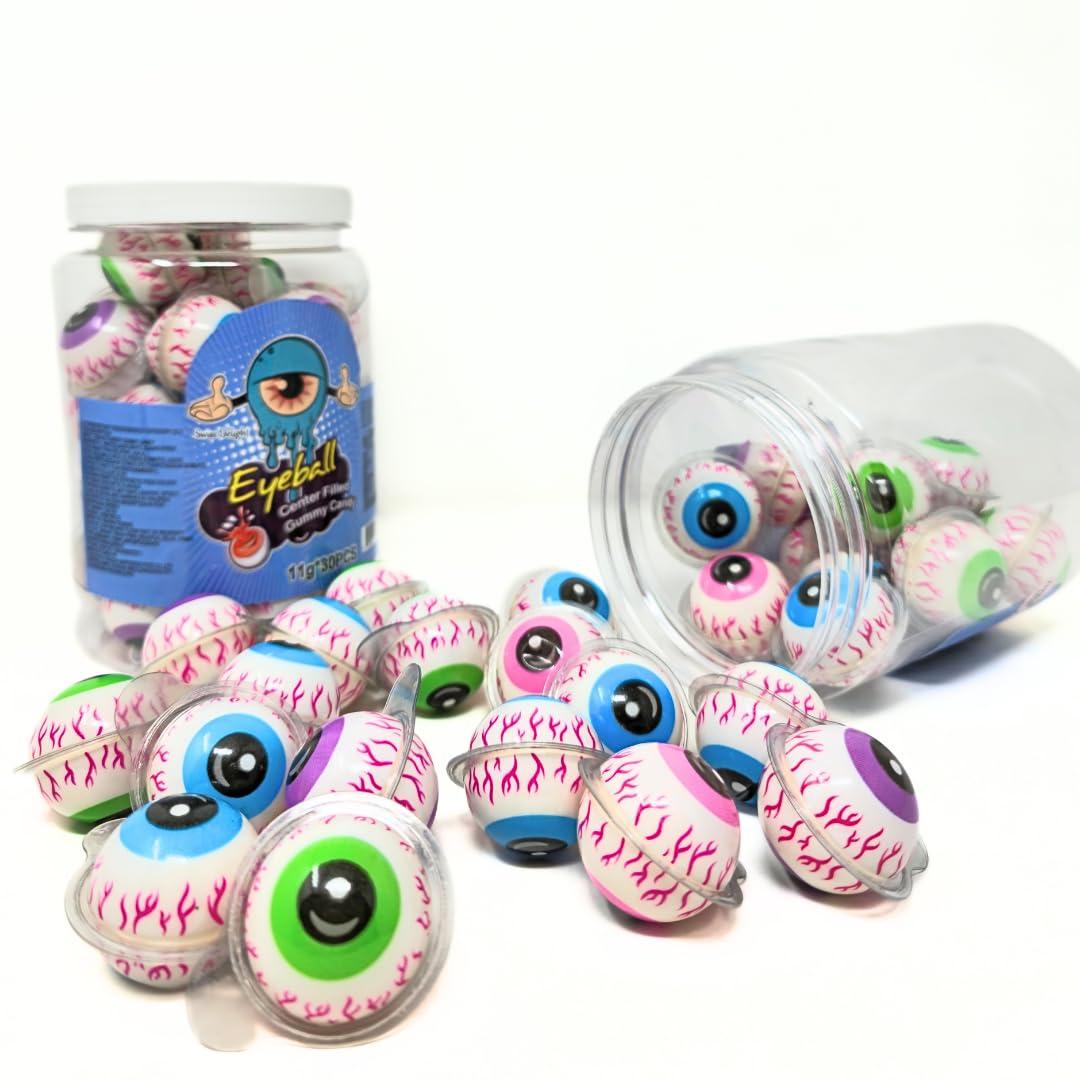 CandiExotics CandiExotics 3D Bursting Eyeball Jelly | Eye Candy | Ball Candy | Center Filled Gummy Candy | Spooky Halloween Jelly Balls | Jelly Candy 30 Pcs, 330 gm Jar