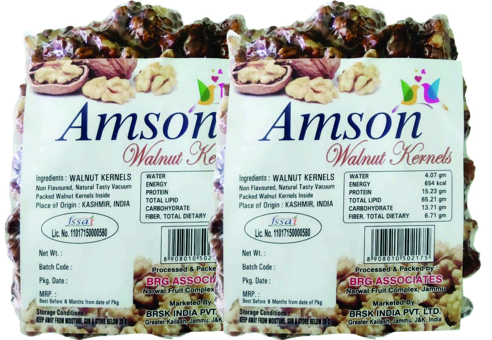 AMSON 3P Kashmiri Regular | Organic| Natural|Akhrot|Vlaue Pack|Akhrot giri|Wallnut|Walnut Kernels 400 gm (200 gm x Pack of 2)