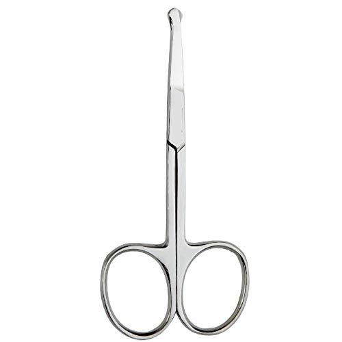Precision+Personal+Care 3.5 , Mirrored : Precision 3.5" Rounded Nose Hair Trimmer Safety Scissors - Round Tip for Ear, Eyebrow, Beard & Mustache Trimming