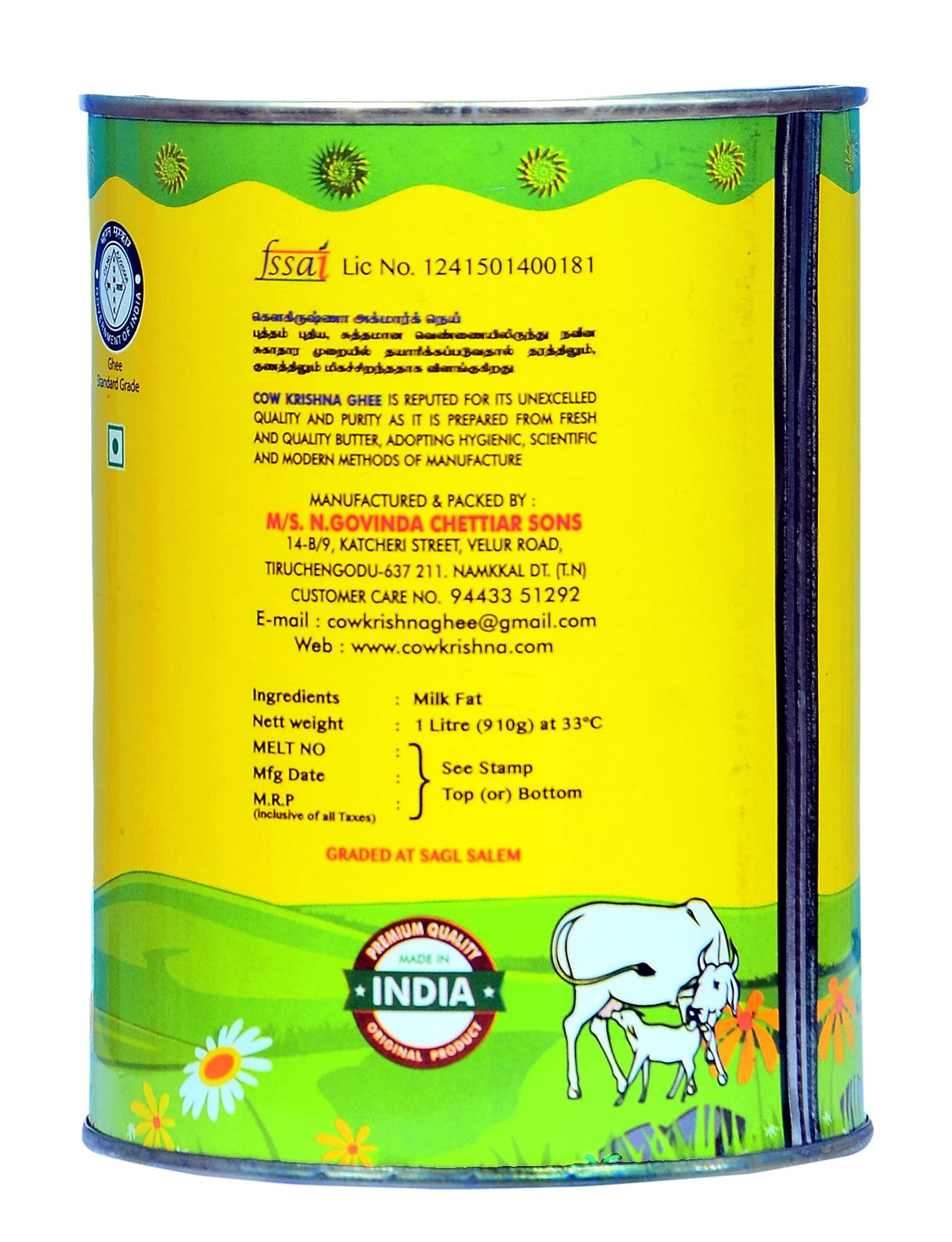 M/S.N.Govinda Chettiar Sons Cow Krishna Agmark Ghee-Pure Cow Ghee-1 LTR Tin