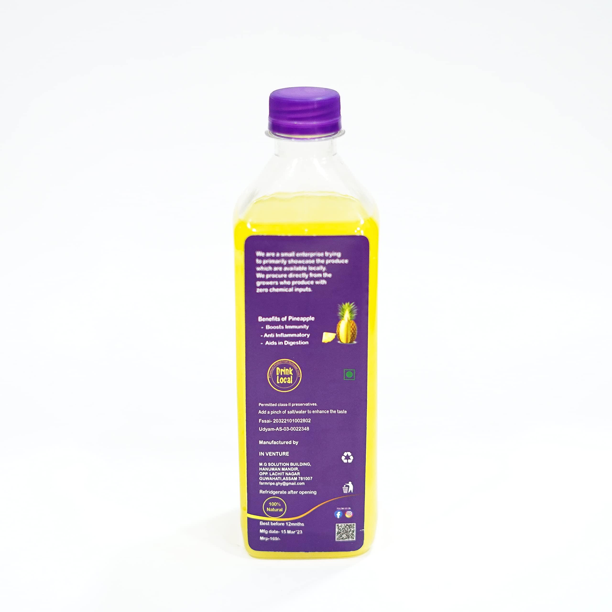 Farm Ripe Pineapple Cold Pressed Juice | No Added Sugar | 70% concentrate 30% juice | 100% Naturals | Rich In Vit C