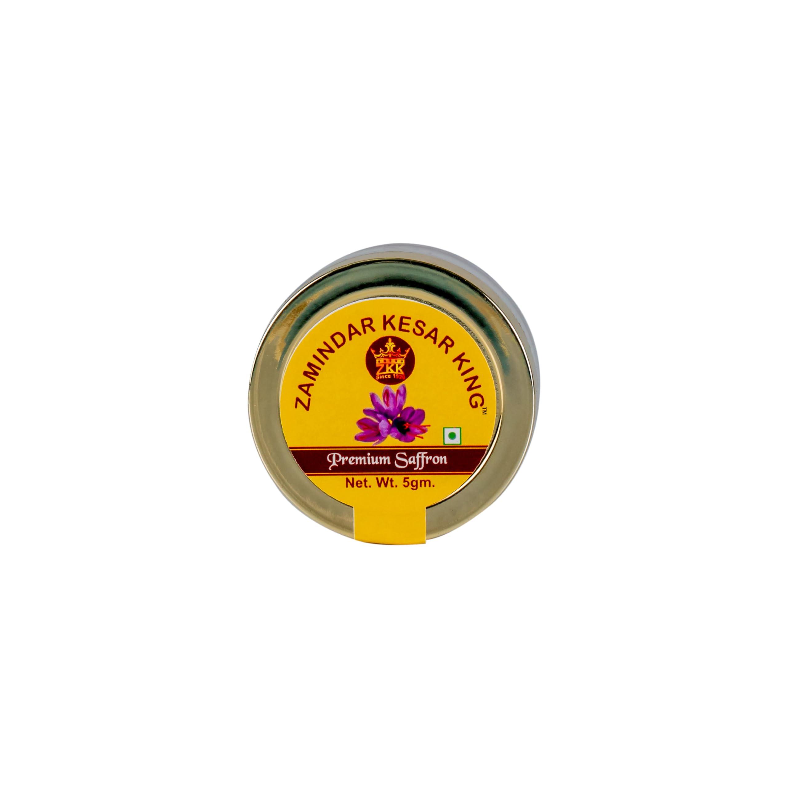 ZAMINDAR KESAR KING ZAMINDAR KESAR KING Saffron Pure Kashmiri Mongra Kesar Value Pack Grade A+ for Pregnant Women | Pooja | Biryani | Tilak | Milk and Skin Pack of 5 GM