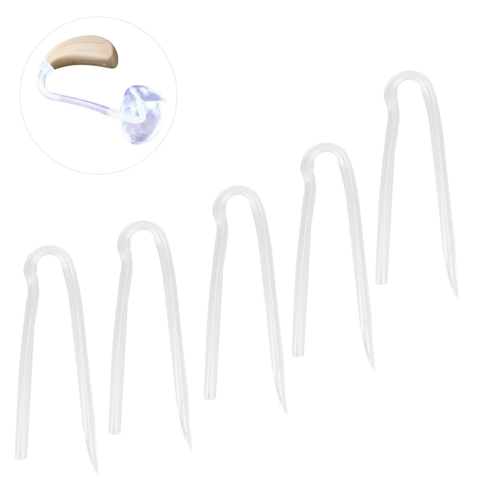 Tiiyee Preformed Sound Tube, Replacement BTE Earmold Amplifier Accessories Kit Tubing Replace Standard Prebent Flexible Medium Thick Tubes Eartips Domes Compatible with Most Hearing Aid Brands(3.3 * 2.0mm)