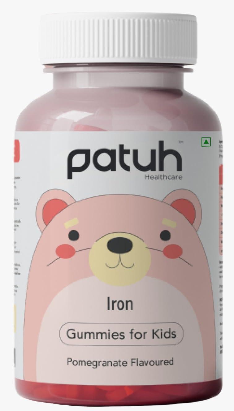 PATUH HEALTHCARE Patuh Healthcare Combo Calcium and Vitamin D3, Iron, Omega 3 Gummies for kids (4 years+) | 30 Day Pack | 100% Vegetarian, Natural Strawberry flavour,Pomegranate flavour,Mango flavour