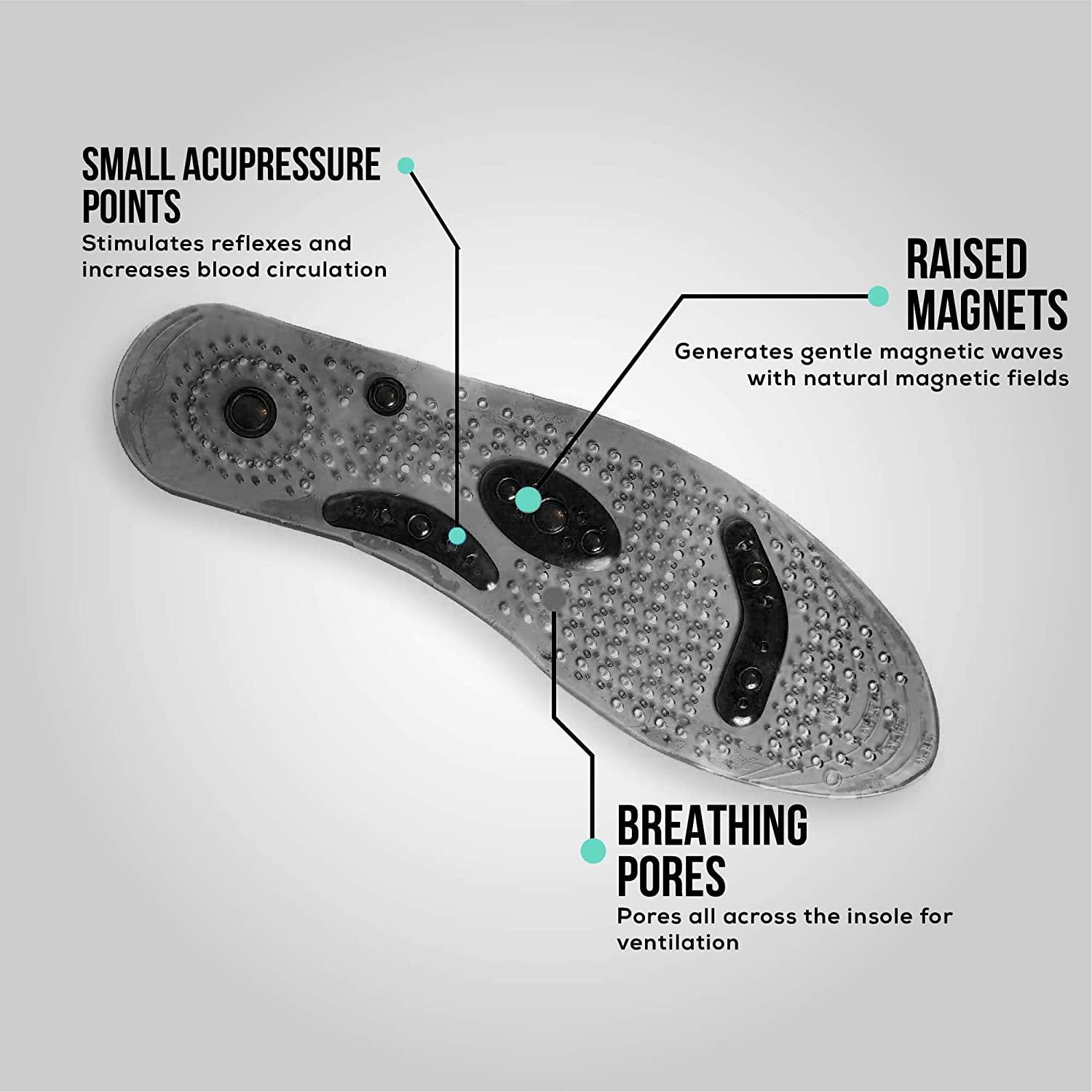 TREZOP Trezop Acupuncture point soles slimming health insoles magnetic therapy massage insole (Male(Free Size), Black (Pack of 1))