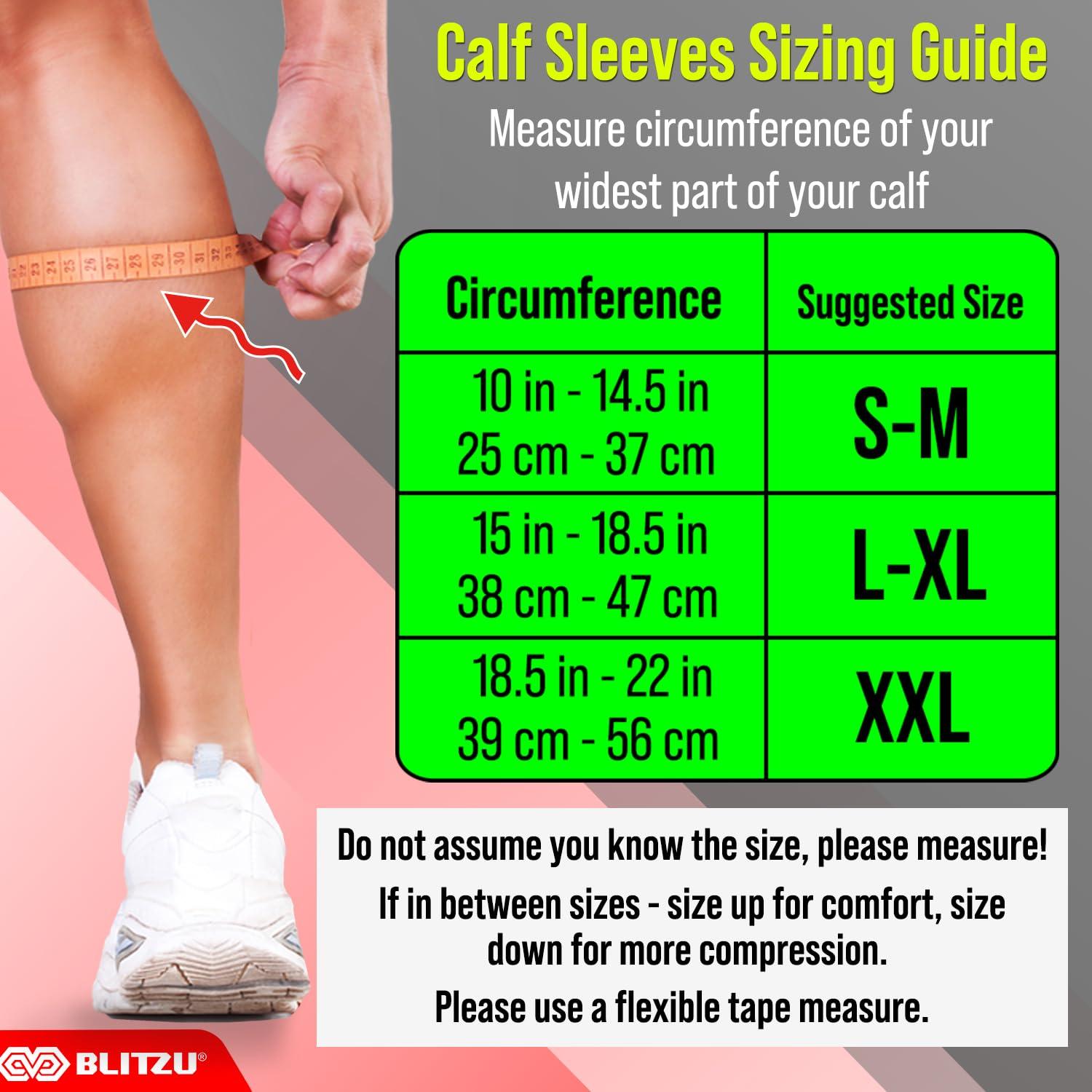 BLITZU BLITZU Calf Compression Sleeve Leg Performance Support Shin Splint & Calf Pain Relief. Men Women Runners Guards Sleeves Running. Improves Circulation Recovery