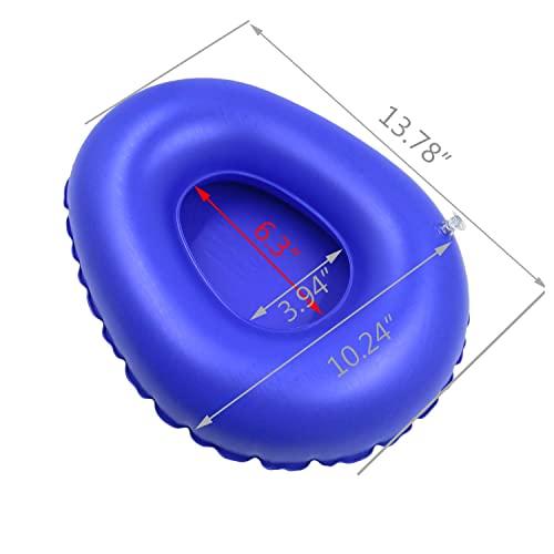 LiXiongBao LiXiongBao Portable Air Bedpan, Inflatable Cushions Potty for Home Hospital Elderly Bedridden, Washable Air Inflation Bed Pans for Females, Inflatable Stool Toilet Nursing Toilet (Blue)