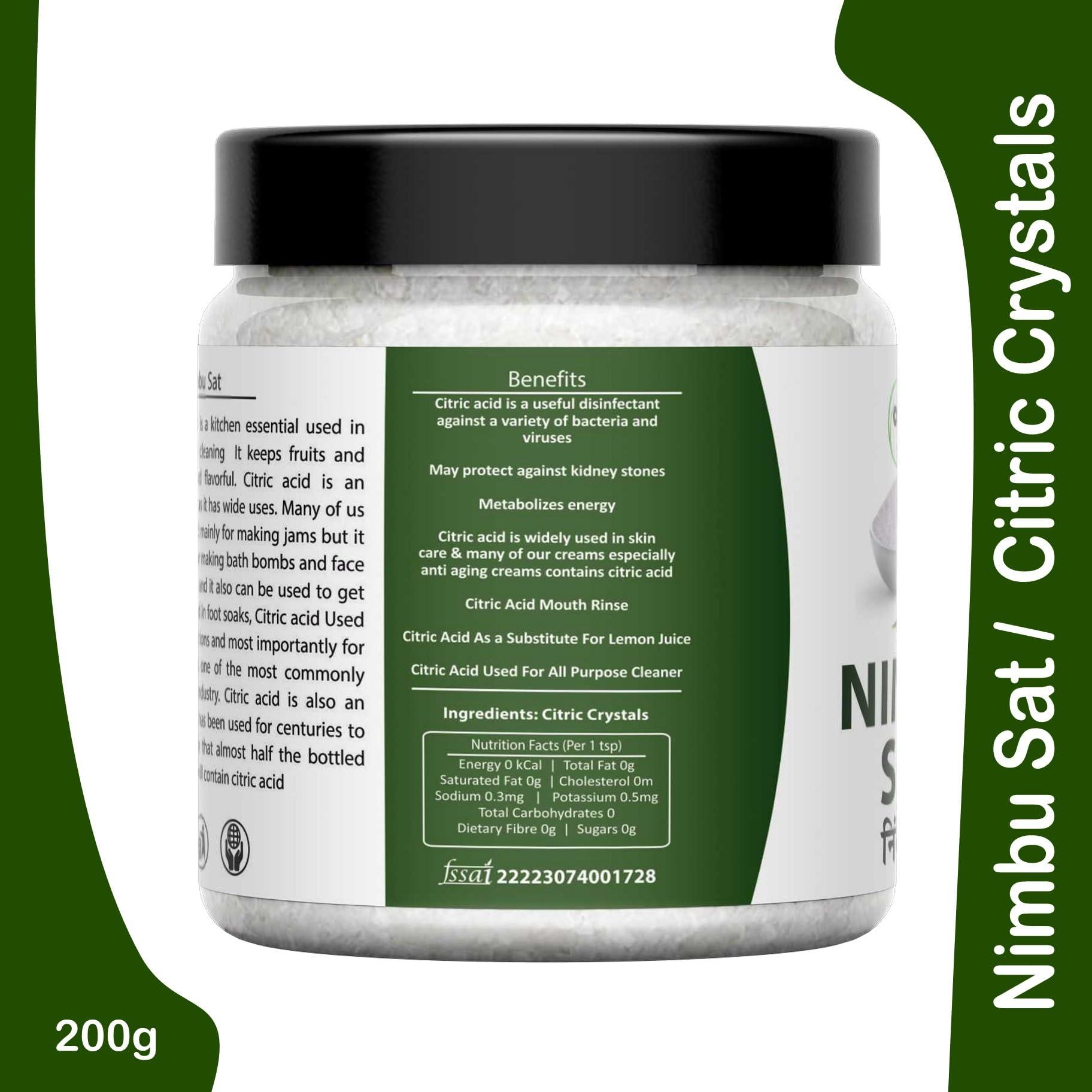 Organic Platter Citric Acid | 100% Pure | Lemon Salt | Tatri | Nimbu Sat | Nimbu sat Dana | Citrus Citric -JAR (100)