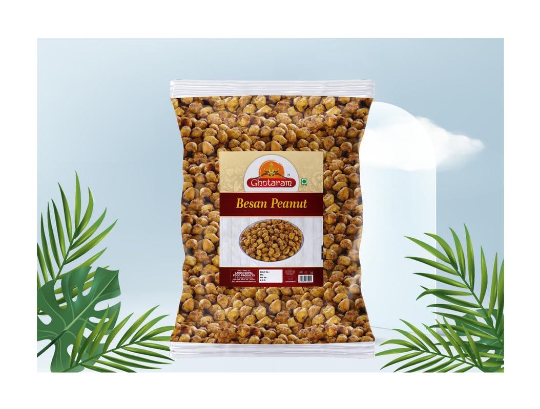 GHOTARAM Ghotaram Kadala Mavu Bold ground nuts Nut Cracker Namkeen | Organic Sing Bhujia Namkeen | Besan Coated Peanuts | Crunchy & Spicy Singh Bhujia | Fried in Groundnut Oil-420g*2Pack