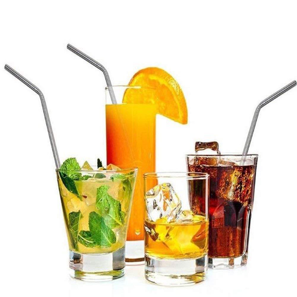 Syga SYGA 8 Pieces Stainless Steel Straws Reusable, Metal Drinking Straws for Smoothie, Milkshake, Cocktail and Hot Drinks