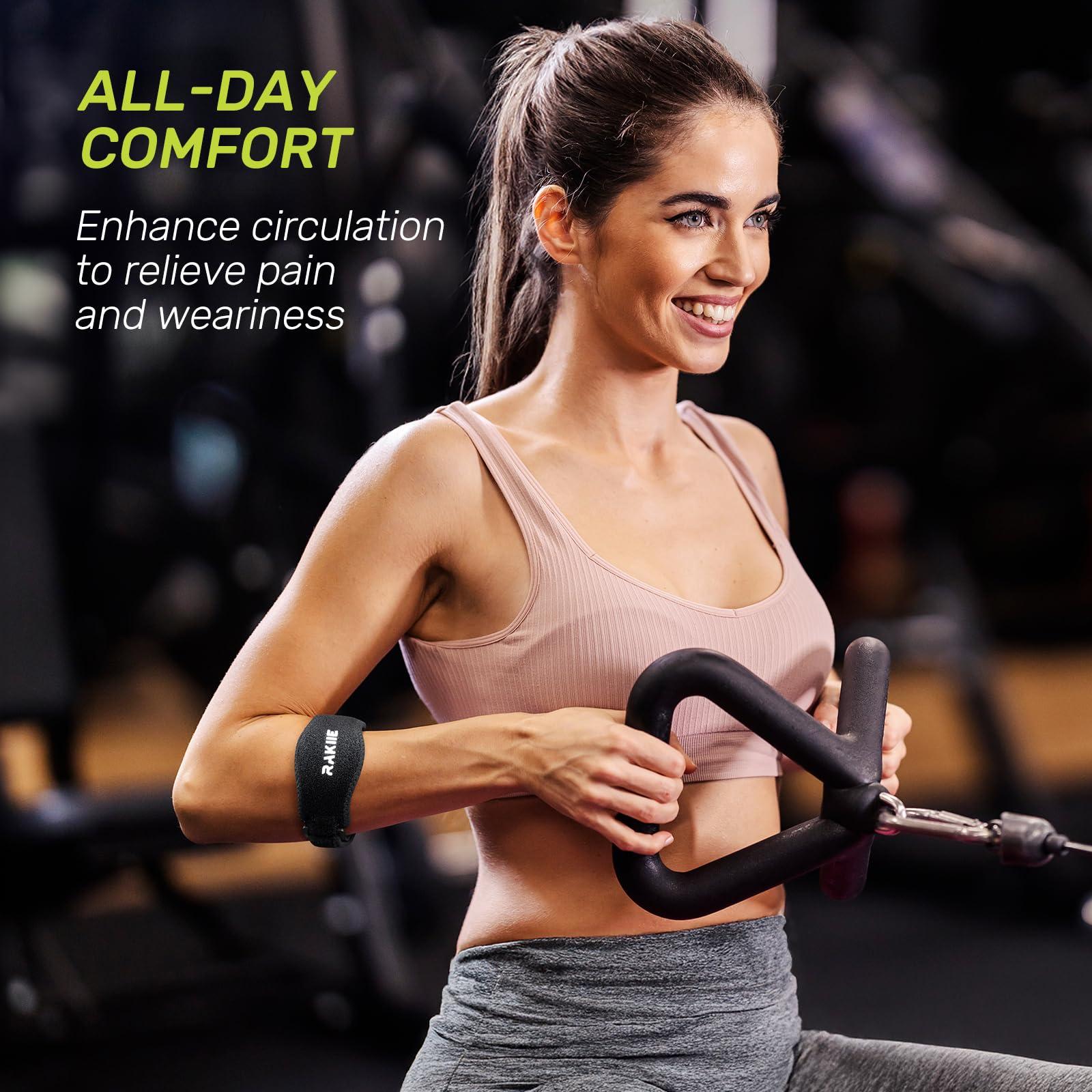 Rakiie Rakiie Elbow Brace 2 Packs for Tendonitis, Adjustable Golf and Tennis Elbow Relief for Men and Women