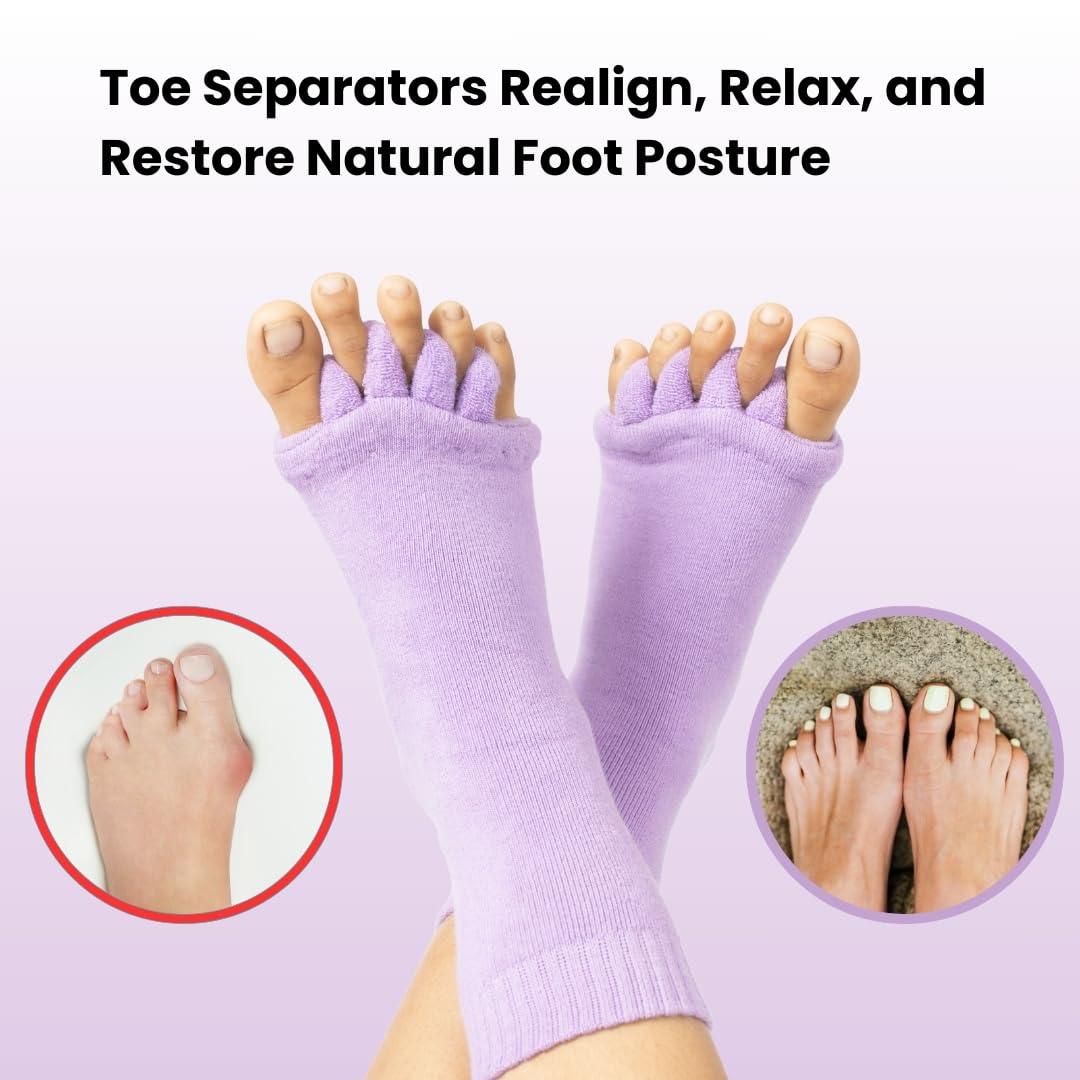 DIRTS DIRTS Foot Alignment Socks 5 Toe seprator -Easing Bunion, Plantar Fasciitis, Hammer Toes, and Pain Relief |- Size UK6-9 (Light Purple, Large)