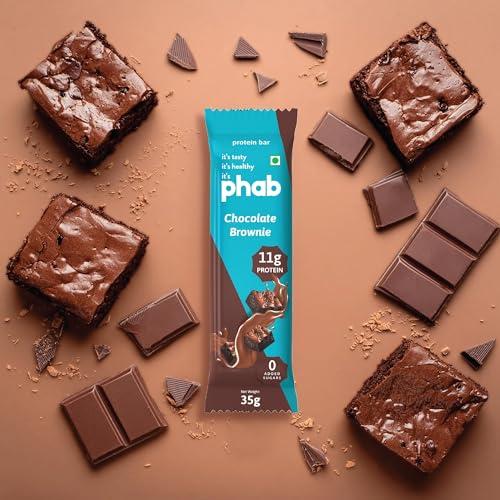 Phab Phab Chocolate Brownie 11G Protein Bars (Pack Of 6), Pea Isolate, High Fiber, No Preservatives For Energy, Fitness & Immunity With Goodness Of Dates & Cocoa Powder, 210 Gm