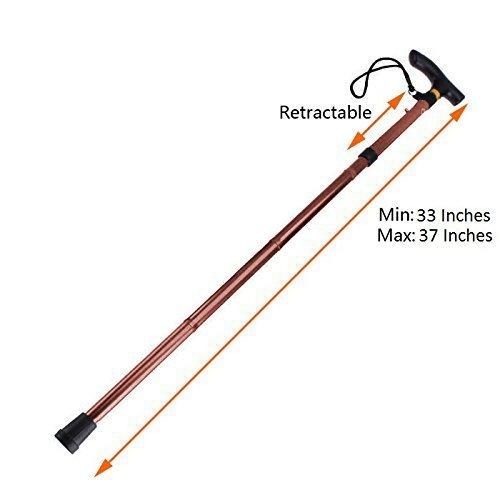 IKTU Iktu Automatic Magnetic Snap-Out Folding Crutch Walking Cane Folding Stick with Adjustable Length (33-37 Inch) (Copper)
