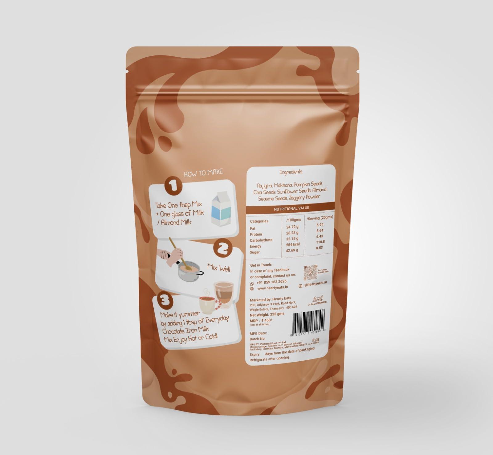 Hearty Eats Hearty Eats Rajgira Nut And Seed Calcium Mix | Take Hot or Cold | Vegan, Gluten-Free & No Preservatives - Ready in 2 minutes - 15 Cups Pack (225 Grams, Pack of 1)