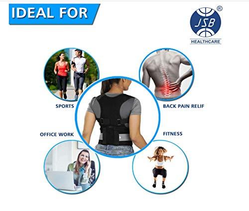 JSB JSB BS63 Back Posture Corrector Belt for Men & Women Lightweight Daily Use Shoulder Pain Relief Support Brace (XXL) (Black)