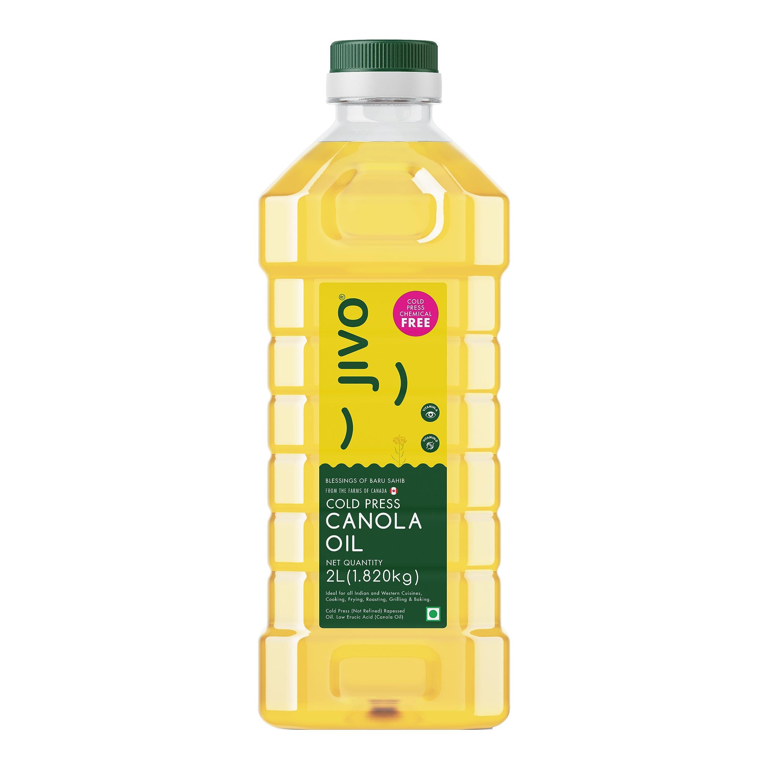 JIVO Jivo Canola Oil,2 Litre Cold Press Healthy Cooking Oil for Daily use | Recommended by Indian Medical Association | Lowest in Saturated Fat