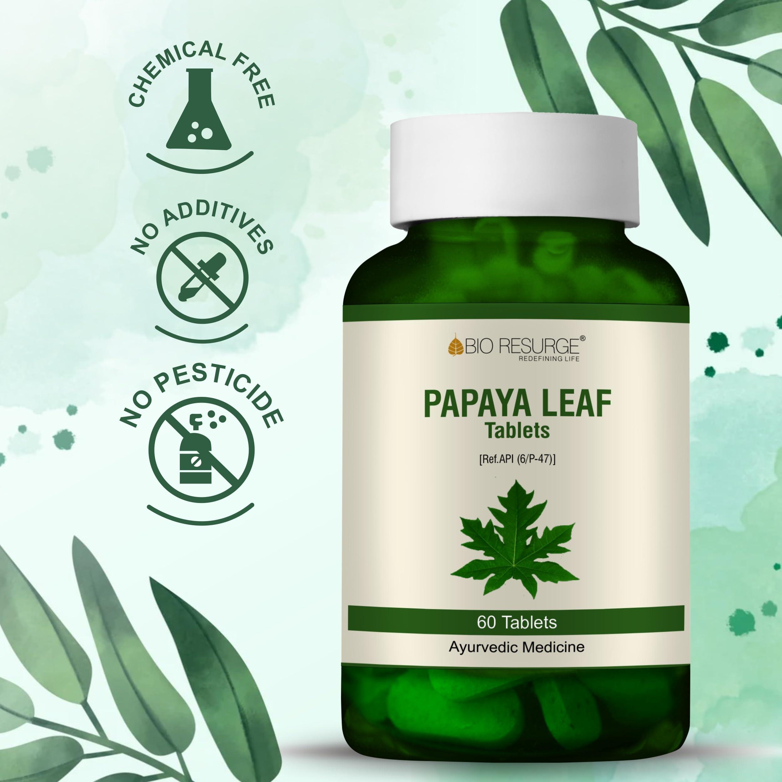 BIO RESURGE LIFE Bio Resurge Papaya Leaf Extract Ayurvedic Manages Platelets Digestion Immunity 60 Tablets 750 mg