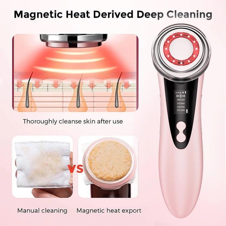 S A ENTERPRISE , India 5 In 1 Face Lifting Skin Rejuvenation Massager Red Blue Light Photon Therapy Eye Care Facial Cleaning Beauty Device