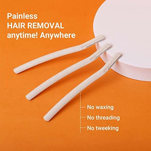 SOTRUE Sotrue Face Razor for Women Reusable - 3 Razors | 80% Wheat Straw, Painless Facial Hair Removal | For Eyebrows, Upper Lip, Forehead, Peach Fuzz, Chin and Sideburns | Eco-Friendly Dermaplaning Tool