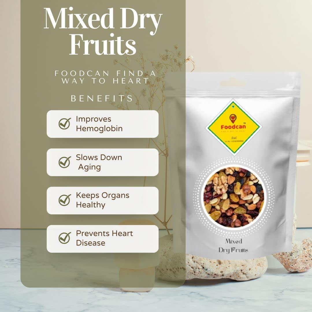 Foodcan ; FIND A WAY TO HEART Foodcan Mix Dry Fruits and Nuts [Almonds, Pistachios, Cashew, Kishmish, Apricot, Black Raisins] Fresh and Healthy Dry Fruits, Seeds & Nuts. 1 Kg
