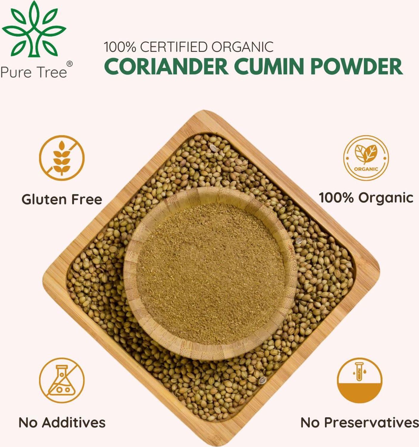 Pure Tree Pure Tree Certified Organic Coriander Cumin Powder | Dhanajiru | 100 g | Dhaniya Jeera | Dhana Jeera | Blend of Cumin Coriander Mixed Spices masala powder