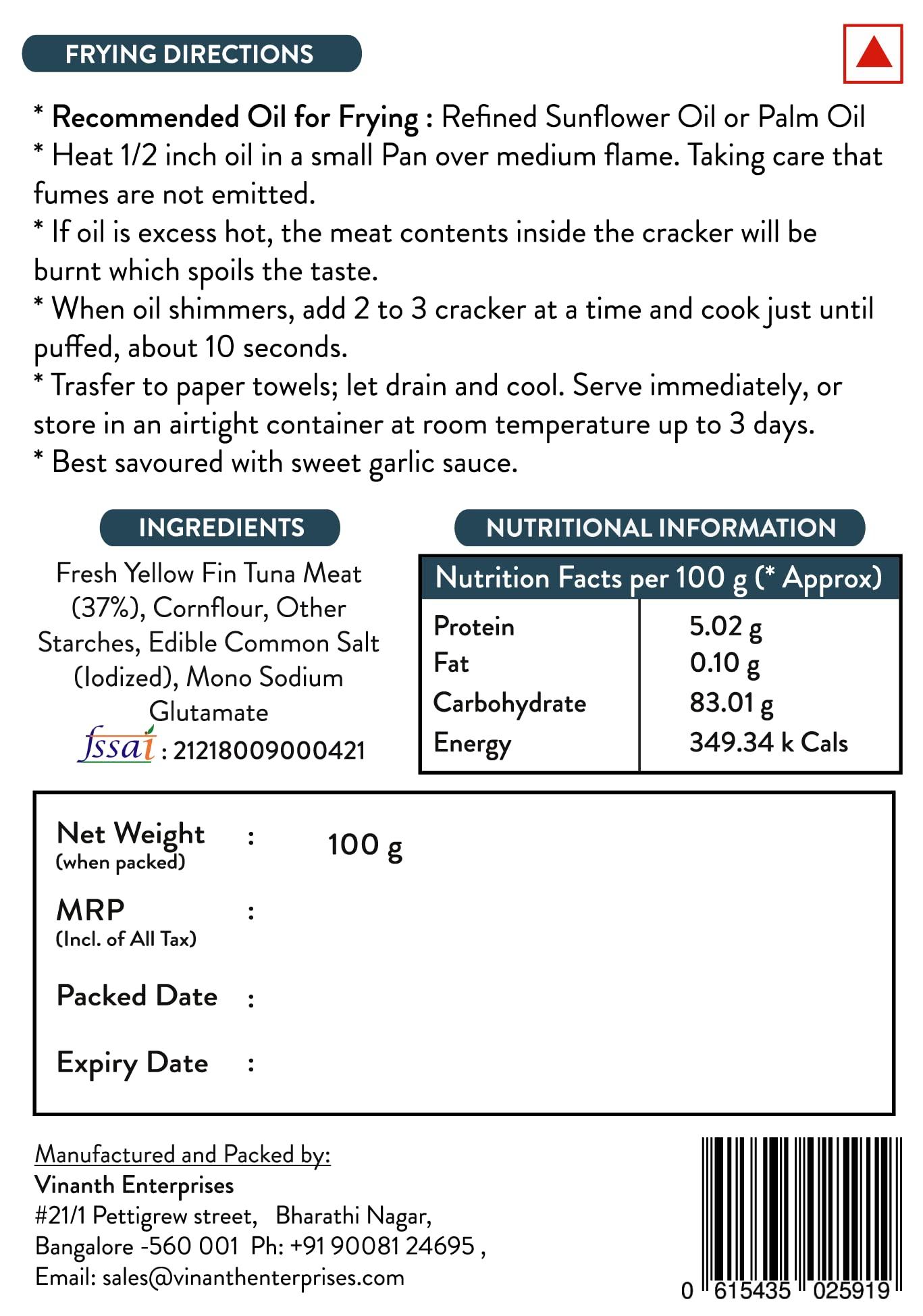 vinanth VINANTH ENTERPRISES FRESH MEAT PAPAD 100GMS (TUNAFISH)