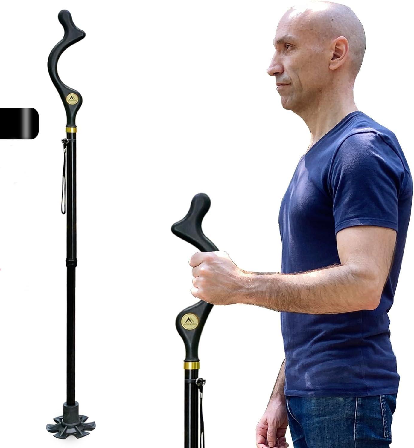 DHVYANT MART DHVYANT MART Modern Heavy Duity Foldable Walking Cane Adjustable Anti-Slip Walking Stick Ergonomic Campbell Handle Used for Seniors Balance Comfortable & Easy to Carry for Travel Pack of 1