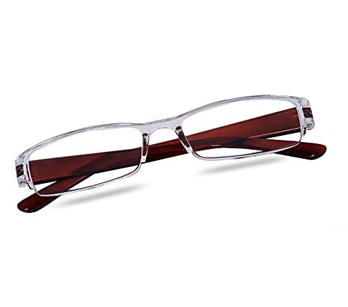 JaniFaoul JaniFaoul Unisex Rectangular Reading Glasses for omen men Trendy Readers Light Filtering Glasses (Brown, 1.5)