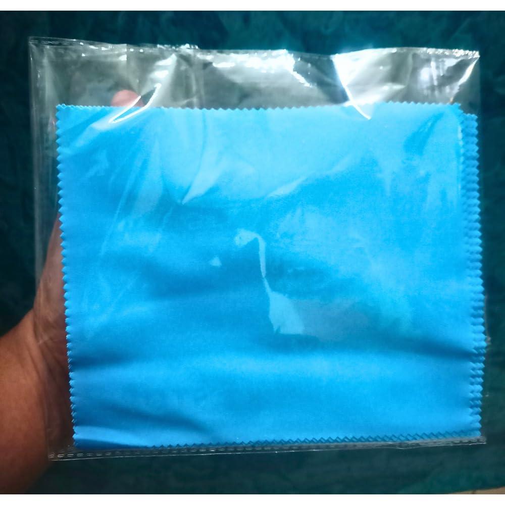 Kumbhar Traders KT Microfiber Lens Cleaning Cloths | Pack of 15 | Size- 7 x 6 Inches | Specs Microfiber Cloth | Microfiber Lens Cleaning Cloth for Laptop Cleaner, Spectacles, Sunglasses, Mobile & More | Blue