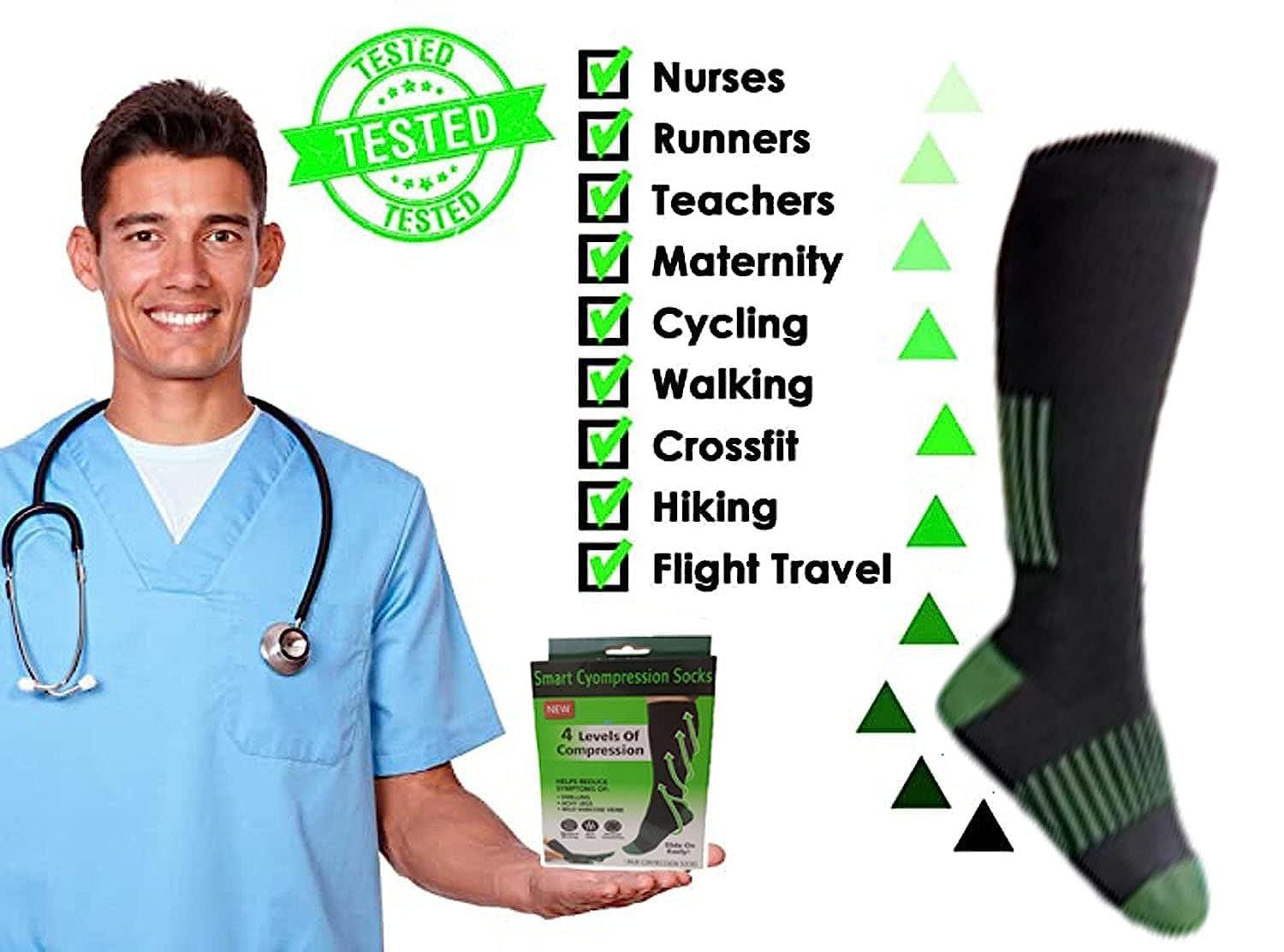 Vyoma Vyoma Smart Compression Socks for Men & Women | Unisex Knee High Running Socks for Travel Athletic Nurse | Medical Improved, Blood Circulation | Pain Relief & Travel Swelling Lags Compression Socks (1 Pair of Socks)