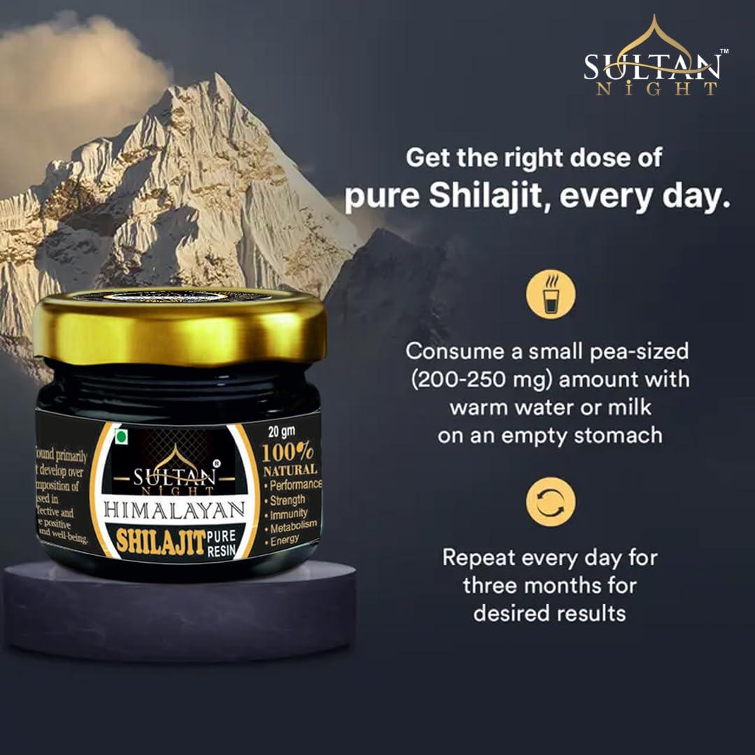 Sultan Night Sultan Night Himalayan Shilajit/Shilajeet Resin Helps Improve Strength | Immunity | Metabolism | Stamina | Energy and Help Boost Energy Levels Naturally (20g)