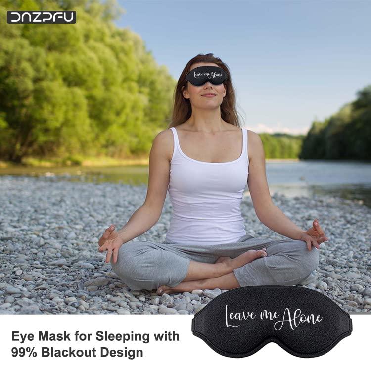 DNZPFU Sleep Eye Mask for Men Women, 3D Contoured Cup Sleeping Mask & Blindfold, Blackout Design, Personalized Sleep Mask Funny Eye Mask (Leave Me Alone)