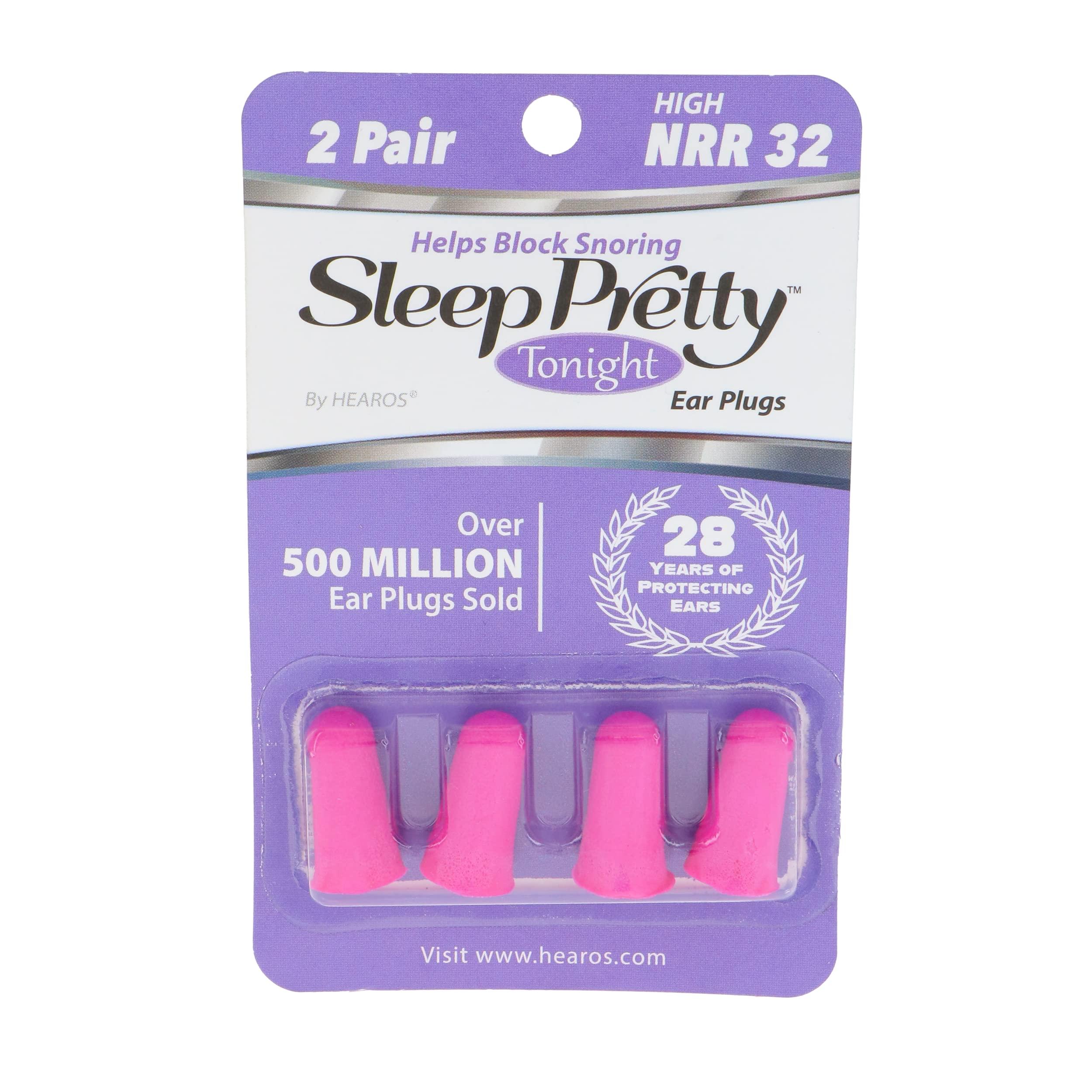 HEAROS Hearos Sleep Pretty Tonight Ear Plugs, Foam NRR 32, 2 Pair, Pink (5815)