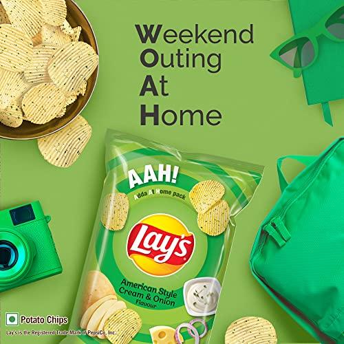 Lay's Lay's Potato Chips 157g/190g, American Style Cream & Onion Flavour, Crunchy Chips & Snacks, Party Pack (weight may vary)