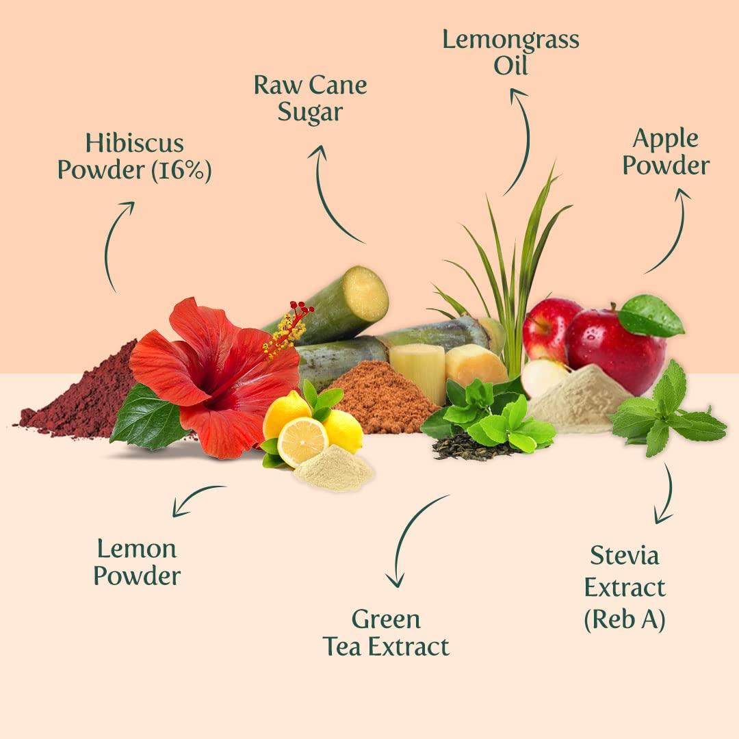 VAHDAM Hibiscus Apple Iced Tea Instant Premix (150g/5.29oz) 60 Servings | Lightly Sweetened Iced Tea | Tarty Hibiscus & Sweet Apple | Best for Mocktails & Cocktails | Packed in Tin Caddy | VAHDAM