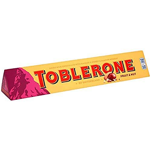 Toblerone Toblerone of Switzerland Fruit & Nut with Raisins, Honey & Almond Chocolate Bar, 12 Pack Pouch, 12 X 100 G, 1200 Gm