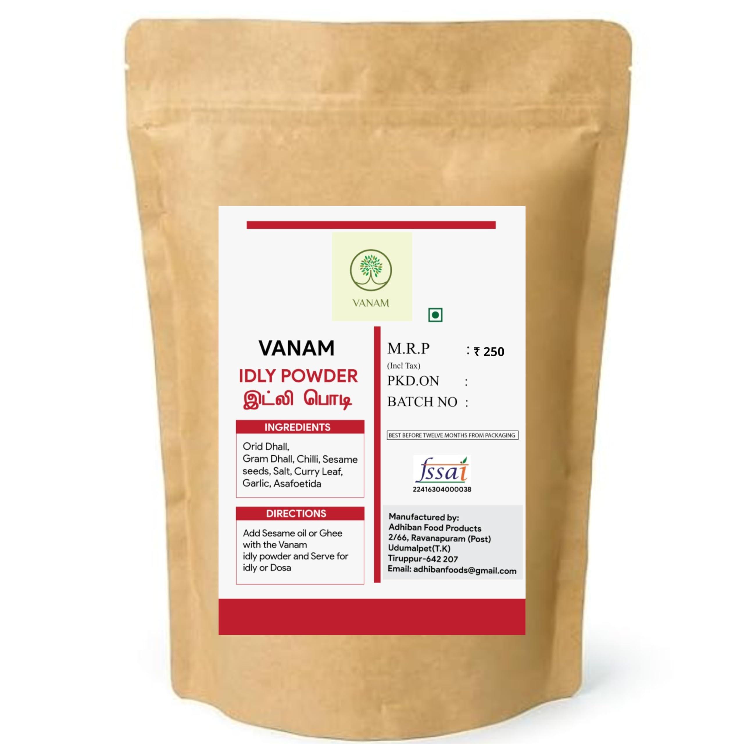 VANAM VANAM Natural Home Made Idly Dosa Podi Powder | Idli Milagai | Mulgapodi Podi Masala | Chutney podi | Putnala Podi | Masala | Gun Powder | Karam Molaga Podi - 500g