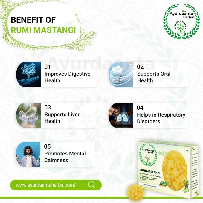 Ayurdaanta Herbs Rumi Mastagi - Mastangi - Pistacia Lenticus - Mastic Gum 50 GRAM