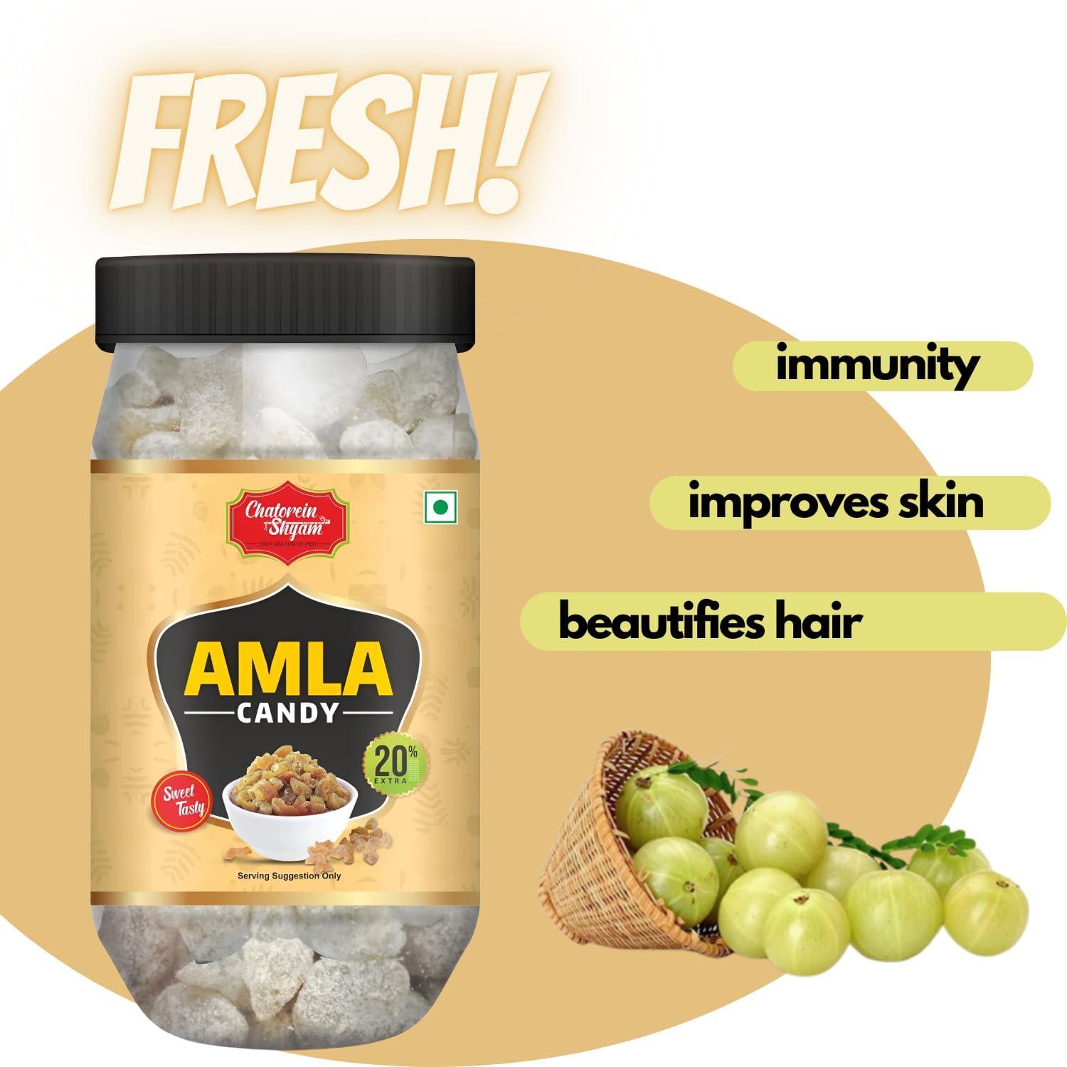 CHATORE SHYAM Chatore Shyam Sweet Sour Candy, Vitamin C & Antioxidants Rich, Dry Amla Candy, Chatpata masala, Amla candy sweet - 600gm (Sweet Candy)